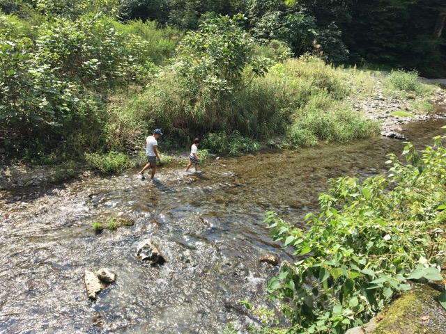 古民家ファミリービレッジの川で探検